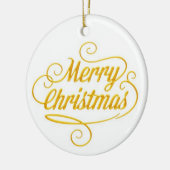Elegant Gold Merry Christmas Text Ornament (Links)