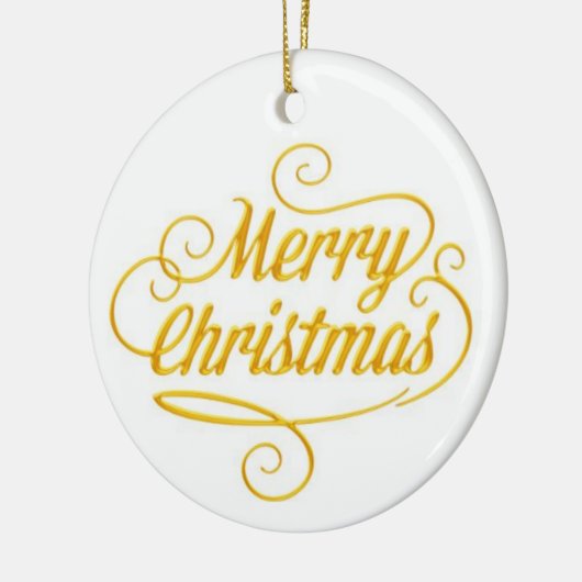 Elegant Gold Merry Christmas Text Ornament (Links)
