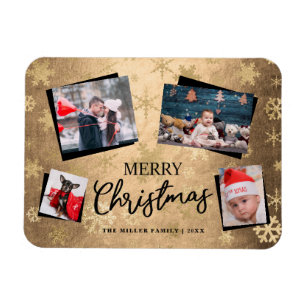 Elegant Gold Merry - Elegant Gold-kerstfoto Aangep Magneet