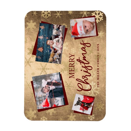 Elegant Gold Merry - Elegant Gold-kerstfoto Aangep Magneet (Verticaal)
