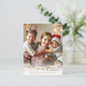 Elegant Gold Merry en Bright Photo Holiday Briefkaart (Staand voorkant)