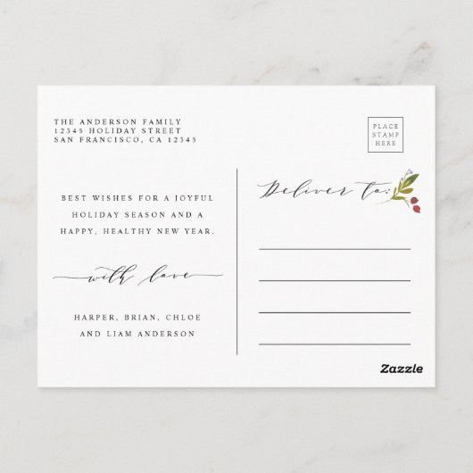 Elegant Gold Merry en Bright Photo Holiday Briefkaart (Achterkant)