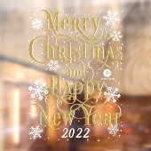 Elegant Gold Merry kerst en Happy Nieuwjaar Raamsticker (Vel 2)