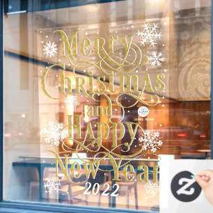 Elegant Gold Merry kerst en Happy Nieuwjaar Raamsticker