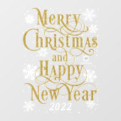 Elegant Gold Merry kerst en Happy Nieuwjaar Raamsticker (Vel)