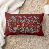 Elegant Gold Merry kerst Eucalyptus Burgundy Kussen (Deken)