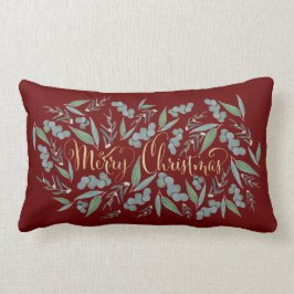 Elegant Gold Merry kerst Eucalyptus Burgundy Kussen