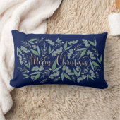 Elegant Gold Merry kerst Eucalyptus Navy Blue Kussen (Deken)