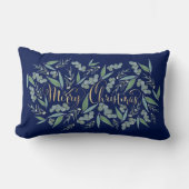 Elegant Gold Merry kerst Eucalyptus Navy Blue Kussen (Voorkant)