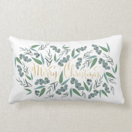 Elegant Gold Merry kerst Eucalyptus White Kussen