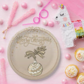 Elegant Gold Merry kerst Papieren Bordje (Feest)