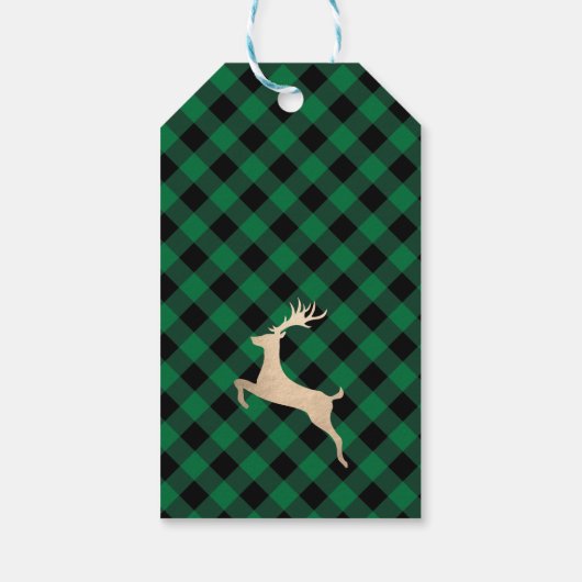 Elegant Gold Merry-kerst, zwart en groen gekleed Cadeaulabel (Achterkant)