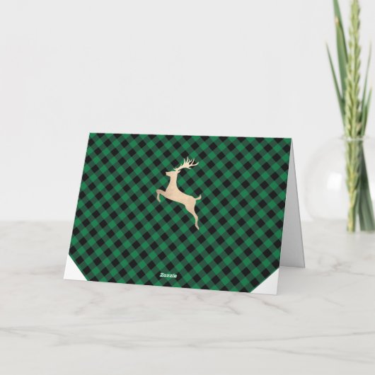 Elegant Gold Merry-kerst, zwart en groen gekleed Kaart (Achterkant)