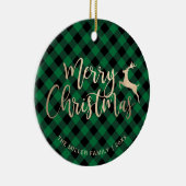 Elegant Gold Merry-kerst, zwart en groen gekleed Keramisch Ornament (Rechts)