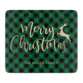 Elegant Gold Merry-kerst, zwart en groen gekleed Snijplank (Voorkant)