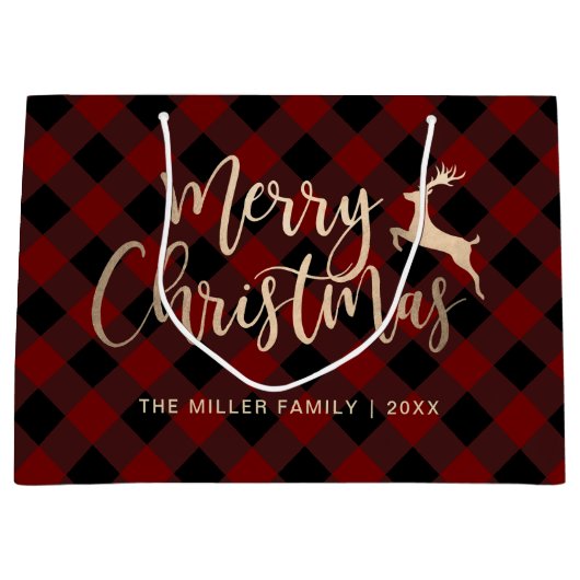 Elegant Gold Merry-kerst zwart-wit, Red Pset Groot Cadeauzakje (Voorkant)