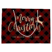 Elegant Gold Merry-kerst zwart-wit, Red Pset Groot Cadeauzakje (Achterkant)