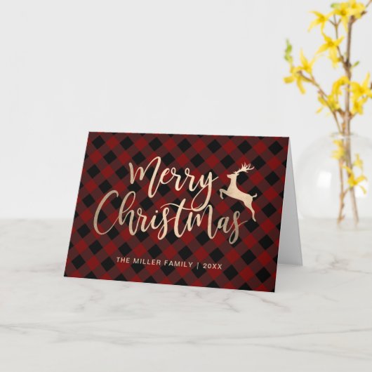 Elegant Gold Merry-kerst zwart-wit, Red Pset Kaart (Gele Bloem)