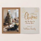 Elegant Gold Merry - kerstboom - Aangepaste foto F Folie Kaarten (Binnen)