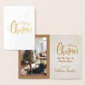 Elegant Gold Merry - kerstboom - Aangepaste foto F Folie Kaarten (Display)