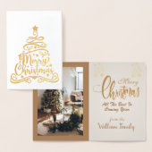 Elegant Gold Merry - kerstboom - Aangepaste foto F Folie Kaarten (Display)