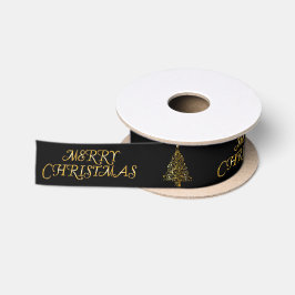 Elegant Gold Merry-kerstboom Satijnen Lint