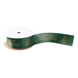 Elegant gold Merry kerstboom Satin Ribbon Satijnen Lint