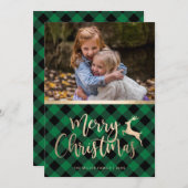 Elegant Gold Merry-kerstcadeau - Aangepaste foto Feestdagenkaart (Voorkant / Achterkant)