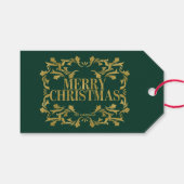 Elegant  Gold Merry kerstcadeau Label Cadeaulabel (Voorkant (Horizontaal))