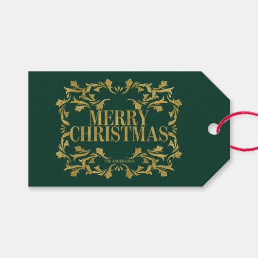 Elegant  Gold Merry kerstcadeau Label Cadeaulabel (Voorkant (Horizontaal))