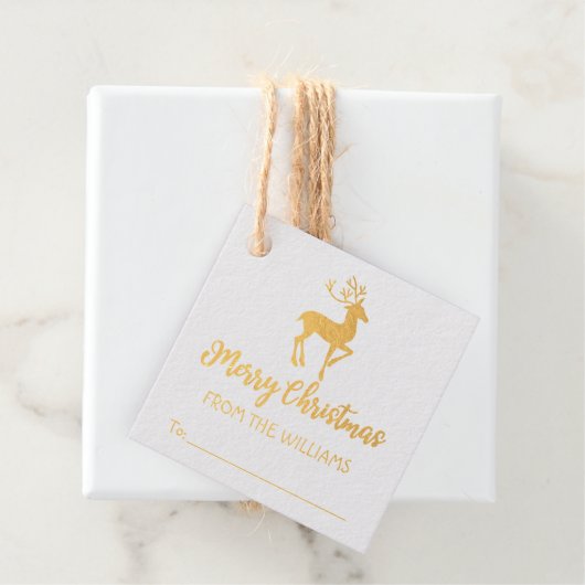 Elegant Gold Merry-kerstfamilie, Bedankjes Labels (Met doos)