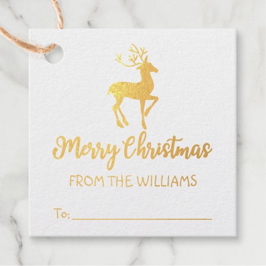 Elegant Gold Merry-kerstfamilie, Bedankjes Labels (Voorkant)