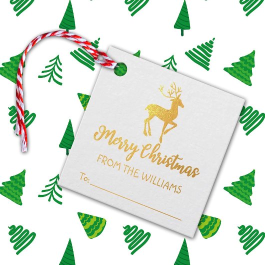 Elegant Gold Merry-kerstfamilie, Bedankjes Labels