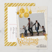 Elegant Gold Merry-kerstfeestkaart Feestdagenkaart (Voorkant / Achterkant)