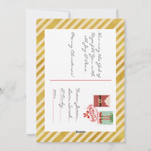 Elegant Gold Merry-kerstfeestkaart Feestdagenkaart (Achterkant)