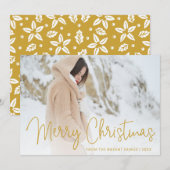 Elegant Gold Merry-kerstfoto Feestdagenkaart (Voorkant / Achterkant)