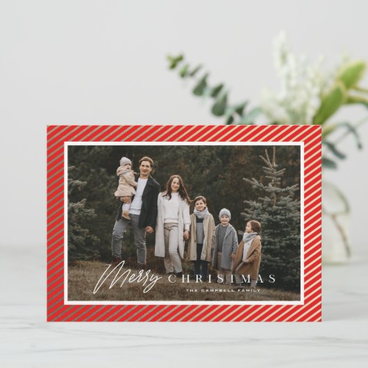 Elegant Gold Merry-kerstfoto Feestdagenkaart (Staand voorkant)