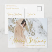 Elegant Gold Merry-kerstfoto Feestdagenkaart (Voorkant / Achterkant)