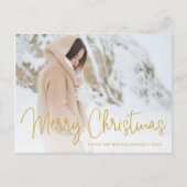 Elegant Gold Merry-kerstfoto Feestdagenkaart (Voorkant)
