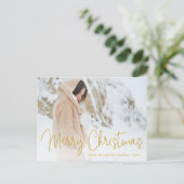 Elegant Gold Merry-kerstfoto Feestdagenkaart (Staand voorkant)