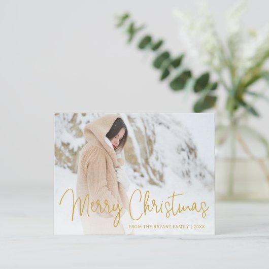 Elegant Gold Merry-kerstfoto Feestdagenkaart (Staand voorkant)