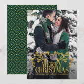 Elegant  Gold Merry-kerstfotokaart Feestdagenkaart (Voorkant / Achterkant)