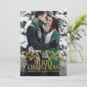 Elegant  Gold Merry-kerstfotokaart Feestdagenkaart (Staand voorkant)
