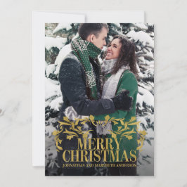 Elegant  Gold Merry-kerstfotokaart Feestdagenkaart