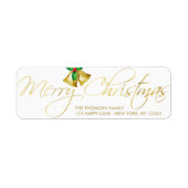 Elegant Gold Merry-kersthandschrift Etiket (Voorkant)