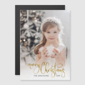 Elegant Gold Merry-kerstkalligrafie Foto (Voorkant / Achterkant)