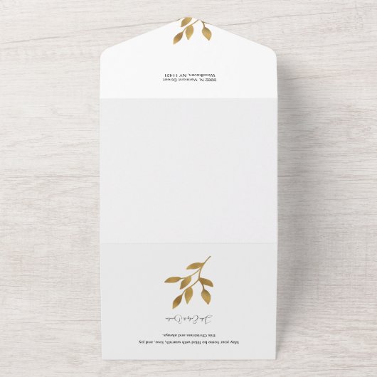 Elegant Gold Merry-kerstkalligrafie Foto All In One Uitnodiging (Buitenkant)