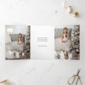 Elegant Gold Merry-kerstkalligrafie Foto Drieluik Kaart (Binnen)