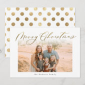 Elegant Gold Merry-kerstkalligrafie Foto Feestdagenkaart (Voorkant / Achterkant)