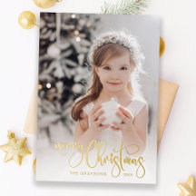 Elegant Gold Merry-kerstkalligrafie Foto